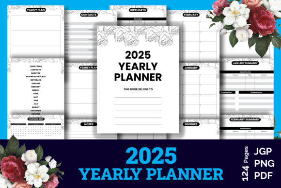 Get Organized and Inspired with the 2025 Yearly Planner Bundle Graphics